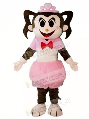 Pink Dress Monkey Girl Mascot Costumes Animal 