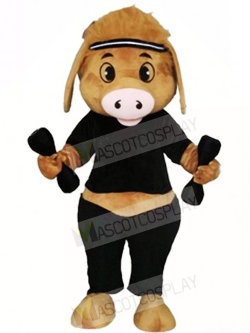 Pig with Dumbbell Mascot Costumes Animal 