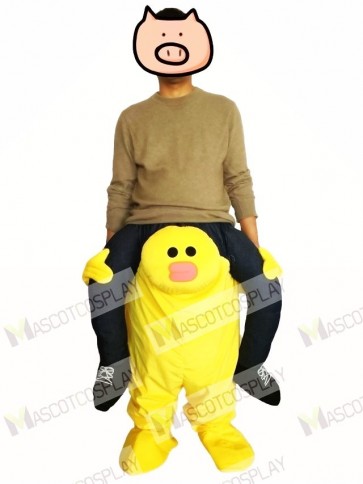 Piggyback Carry Me Ride on Yellow Sally Chick Mascot Costume Line Friends Town