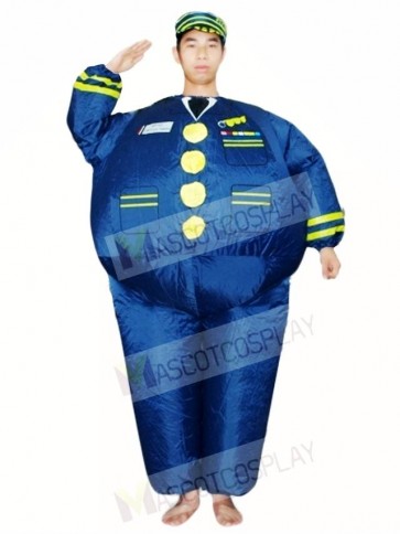 Blue Navy Captain Pilot Inflatable Halloween Xmas Costumes for Adults