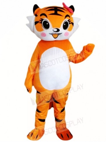 Tiger with Pink Bowknot Mascot Costumes Animal
