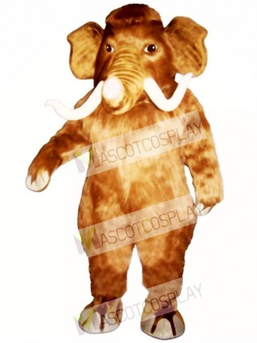 Cute Mammoth Elephant with Long Tusks Mascot Costume