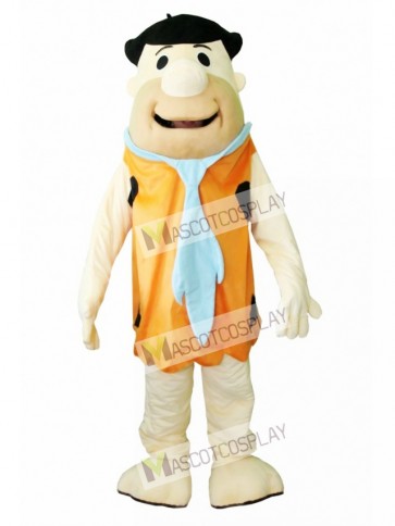 Fred Flintstone Caveman Modern Stone Age Brown Savage Mascot Costume 