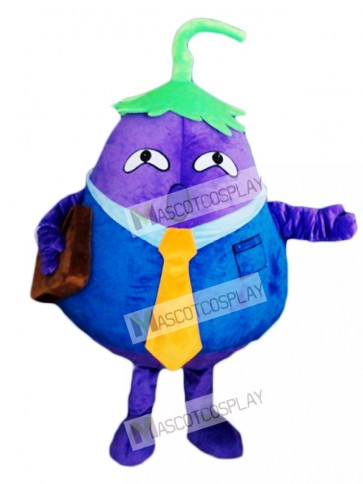 Purple Eggplant Father Vegetable Mascot Costume 