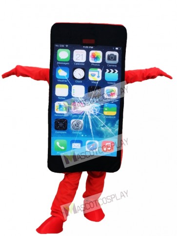 Red Cell Phone Apple iPhone with Crack Screen Mascot Costume For Promotion