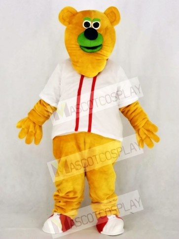 Fresno Grizzlies Parker T. Orange Bear with White T-shirt Mascot Costume College	