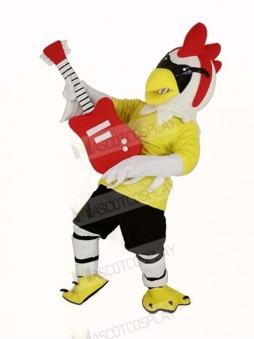 Rooster with Guitar Mascot Costume Animal