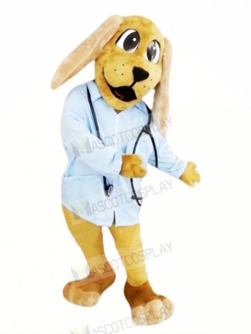 Doctor Dog with Blue Shirt Mascot Costumes Animal