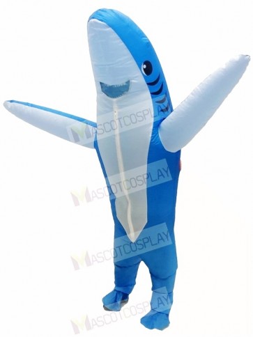 Blue Shark Inflatable Halloween Xmas Blow Up Costumes for Adults