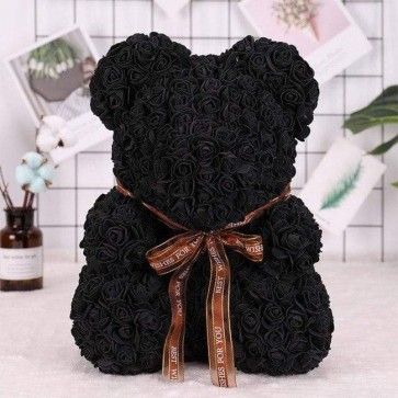 Black Rose Teddy Bear Flower Bear Best Gift for Mother's Day, Valentine's Day, Anniversary, Weddings and Birthday