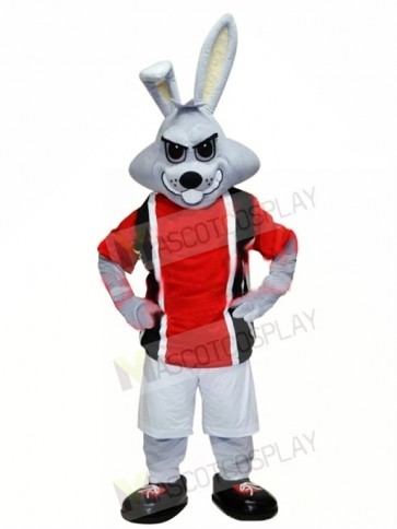 Sporty Gray Rabbit Mascot Costume 