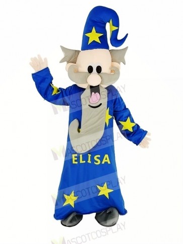 Wizard Magician with Blue Coat Mascot Costume People