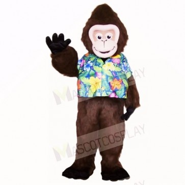 Summer Gorilla with Flower Color Shirt Mascot Costumes Cartoon