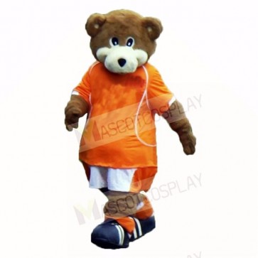 Football Bear with Orange T-shirt Mascot Costumes School