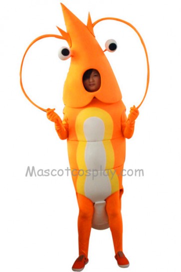 Orange Shrimp Mascot Character Costume Fancy Dress Outfit