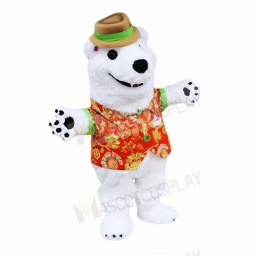 White Friendly Lightweight Polar Bear Mascot Costumes Cartoon