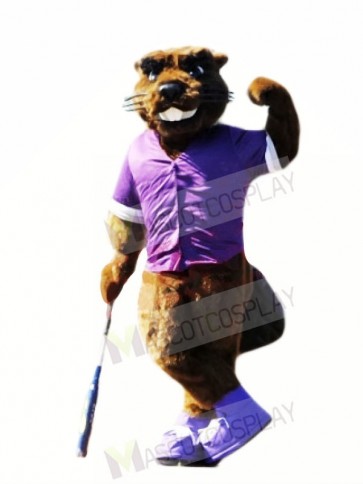 Beaver with Purple T-shirt Mascot Costumes Animal