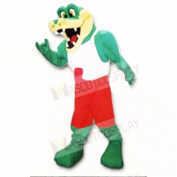 Friendly Lightweight Gator with Red and White Shirt Mascot Costumes School
