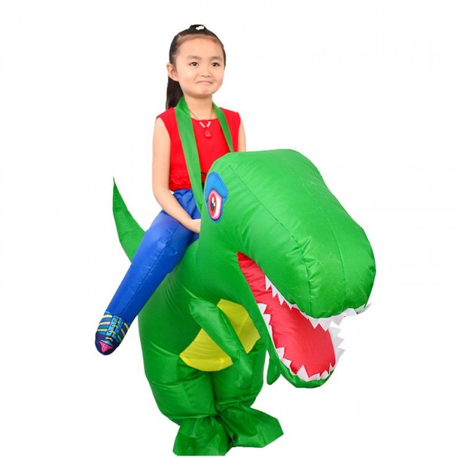 Green Dinosaur with Big Head Carry me Ride on Inflatable Costume ...