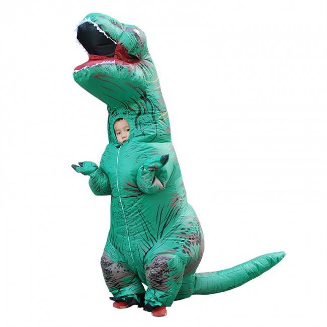 Green Tyrannosaurus T-Rex Dinosaur Inflatable Costume Halloween Xmas ...