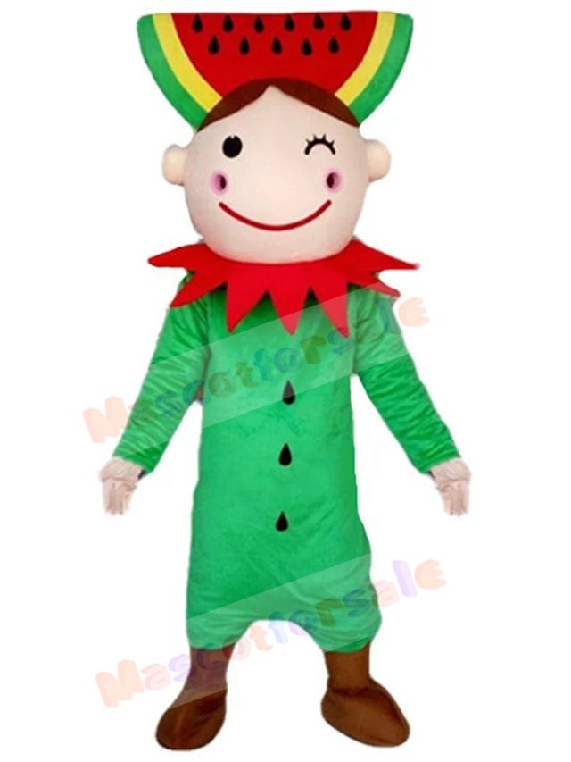 Cute Christmas Elf Mascot Costume with Watermelon Headdress
