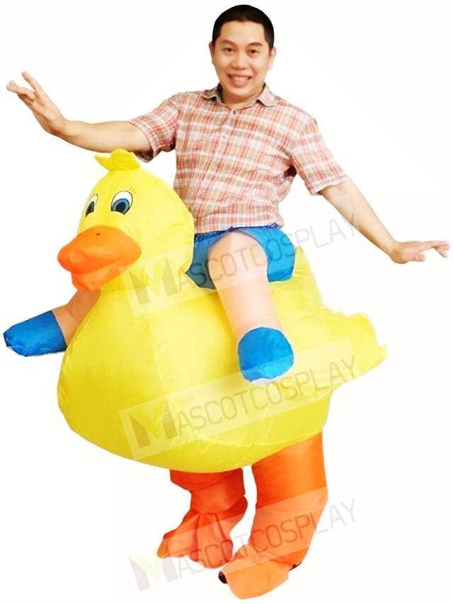 Yellow Duck Carry me Ride on Inflatable Halloween Xmas Costumes for Adults