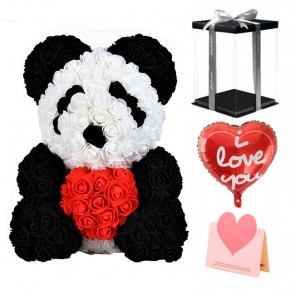 Panda Rose Bear with Red Heart Best Gift for Mother's Day, Valentine's Day, Anniversary, Weddings and Birthday