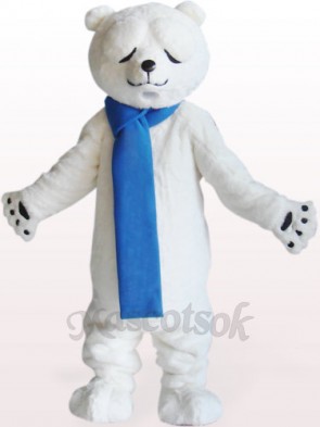 Polar Bear With Narrowed Eyes Plush Adult Mascot Costume