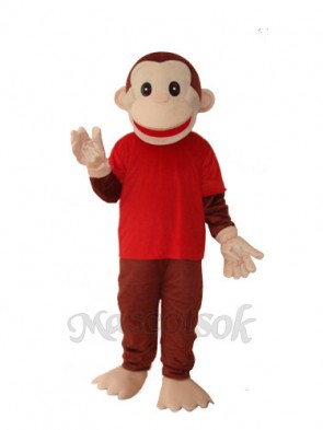 Happy Monkey in Red Shirts Mascot Adult Costume 