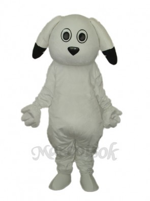 Black Ears White Dog Mascot Adult Costume 