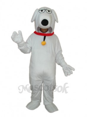 White Dog with Necklet Mascot Adult Costume 