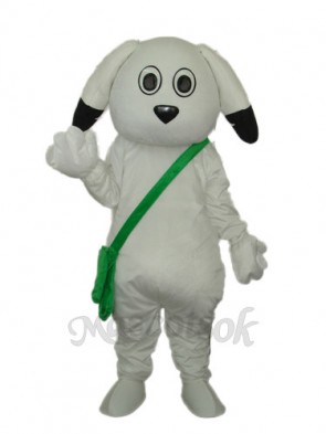 Green Bag White Dog Mascot Adult Costume 