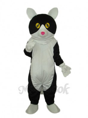 White Belly Black Cat Mascot Adult Costume 