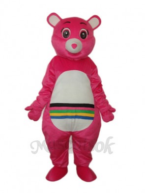 Pink Bear with Colorful Belly Mascot Adult Costume 