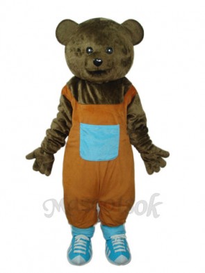Flat Hair Teddy Bear Mascot Adult Costume 