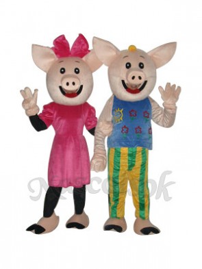 Cocoa Couple Pig Mascot Adult Costume 
