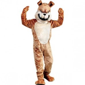 Friendly Tan Bulldog Mascot Costume