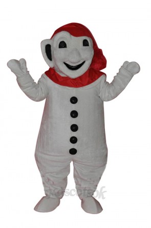 Smiling Snowman with Red Scarf Mascot Adult Costume 