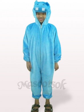 Blue Hippo Open Face Kids Plush Mascot Costume