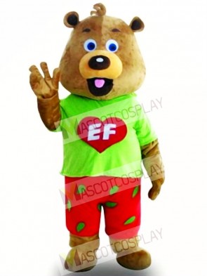Green Coat Bear Mascot Costume