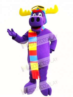 Purple Moose Mascot Costume