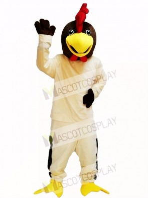 Friendly Beige Rooster Chicken Mascot Costume