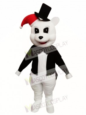 Animal White Bear With Black Jacket Chirstmas Mascot Costume