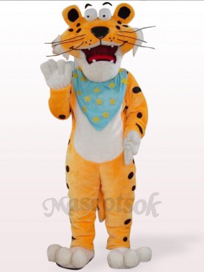 Orange Leopard With Blue Scarf Plush Mascot Costume