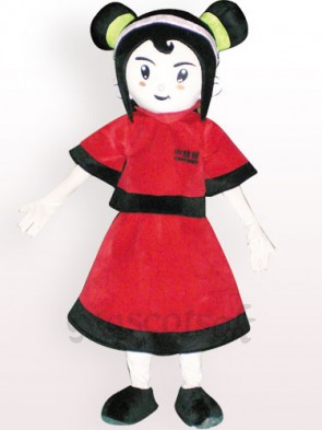 Red Dressed Girl Plush Adult Mascot Costume