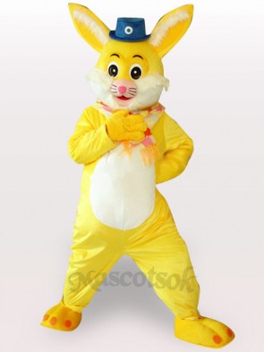 Easter Yellow Rabbit Short Plush Adult Mascot Costume