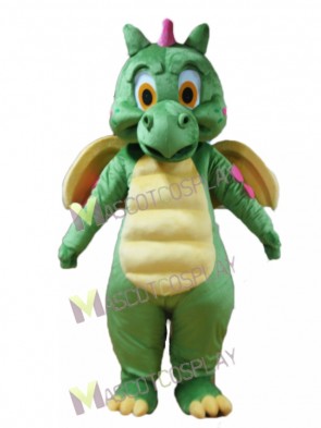 Green Dragon with Yellow Wings Mascot Costume 