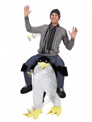 Ride on Black and White Penguin Carry Me Penguin Mascot Costume