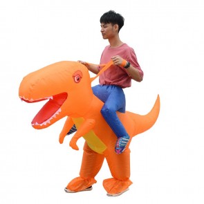 Orange Dinosaur with Big Head Carry me Ride on Inflatable Costume Halloween Christmas for Adult/Kid