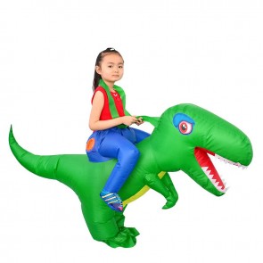 Green Dinosaur with Big Head Carry me Ride on Inflatable Costume Halloween Christmas for Kid